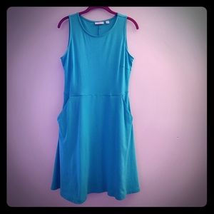 NY&Co Teal Cotton Fit & Flare Dress w/ Pockets
